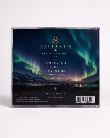 Bakhlið Northern Lights EP-plötunnar með fimm laga lagalista